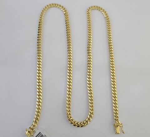 10K Solid Yellow Gold 6mm Miami Cuban Link Chain Necklace 24" Inch 10Kt