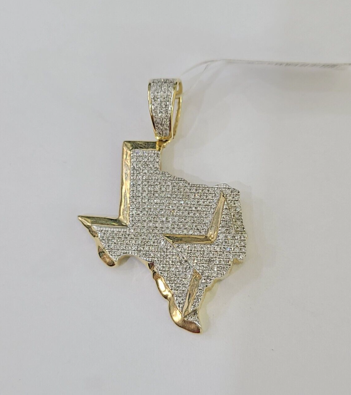 10k Yellow Gold Diamond Texas Map Charm Men Women Pendant Genuine 1.5" Real