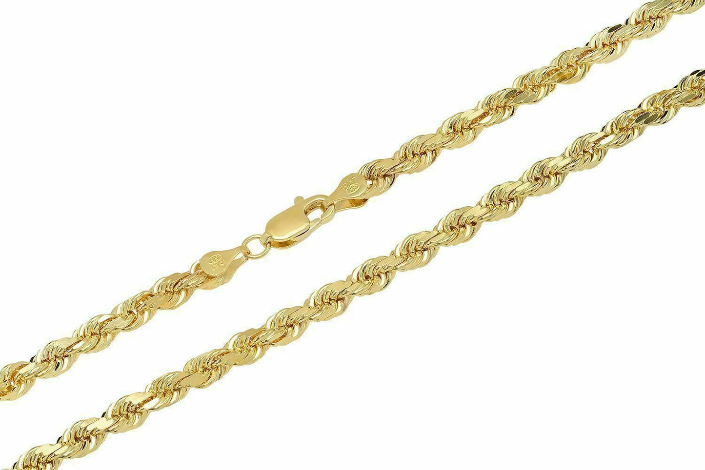 Solid 10k Yellow Gold Rope Chain 1mm-10mm Diamond Cut Pendant Necklace16"-30"