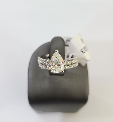 Real 14k White Gold Diamond Ladies Ring SETLab Created Women Engagement Wedding