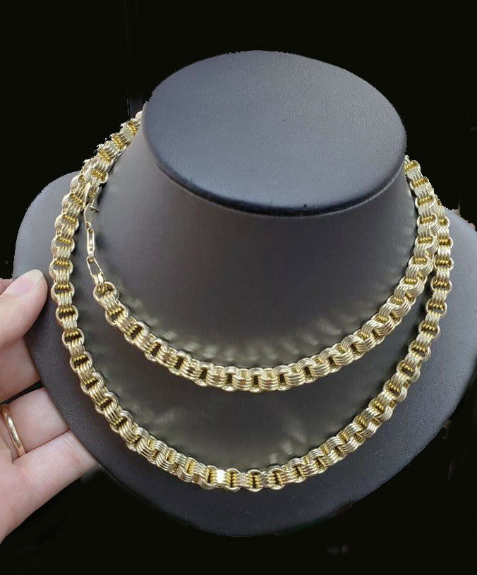 Real 10k Gold Byzantine Chain Necklace 8mm 26" Inch Box