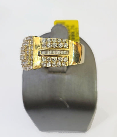 Real 10k Yellow Gold Diamonds Mens Ring Natural Diamond Square Sized Size 10