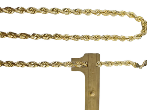 10k Gold Rope Chain For Men Necklace Diamond Cut 6mm 28 Inch SOLID On Sale