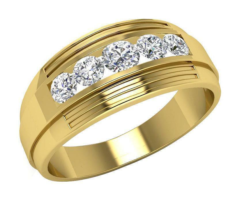 Mens REAL 14k Yellow Gold Wedding Ring Band,Genuine 1CT Round Diamond, SIZE 9 N