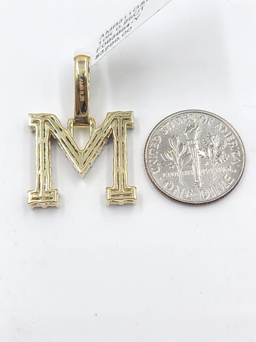 Real 10k Gold & Diamond Letter "M" Initial Alphabet Charm/Pendant 1.25".
