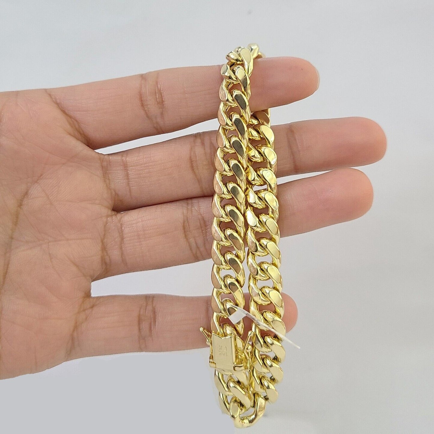 Real 10k Yellow Gold Miami Cuban Link Bracelet 9 Inch 8mm  Box Lock Clasp Link