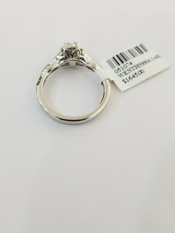 Ladies Diamond Ring 14k White Gold Real Diamonds Solitaire with infinity Band