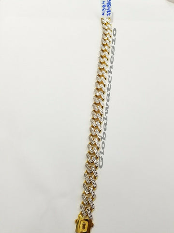 10K Yellow Gold Royal Miami Cuban Bracelet Diamond Cut 8 inch 13mm