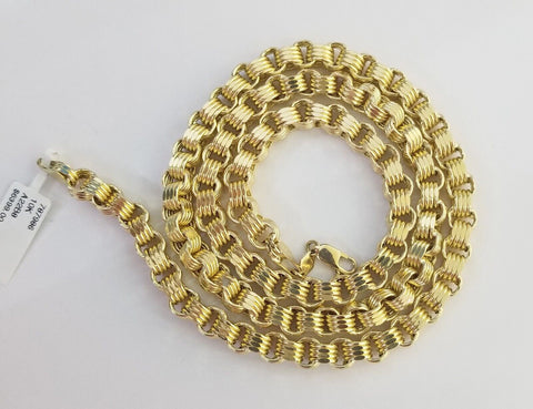 REAL 10k Yellow Gold Byzantine Chain Men's Necklace 6.5mm 24 Inch, 10kt gold