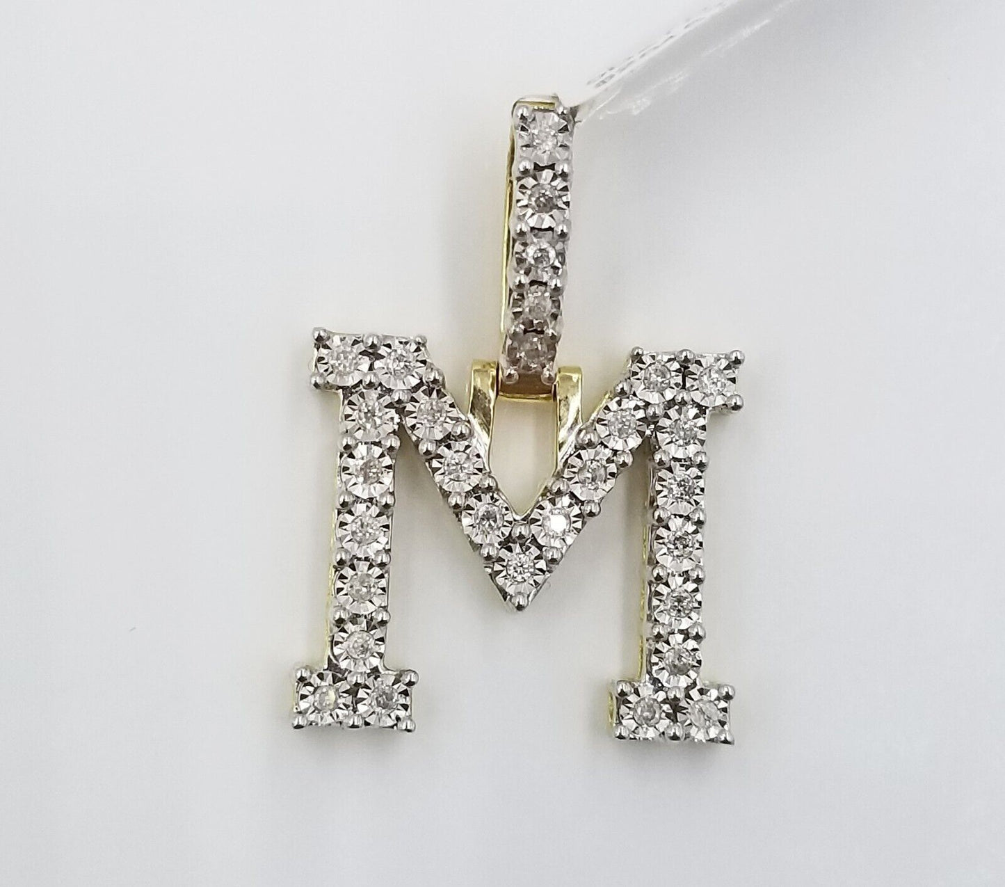 10k Yellow Gold Diamond Letter A-Z Initial Charm Pendant Real Diamond