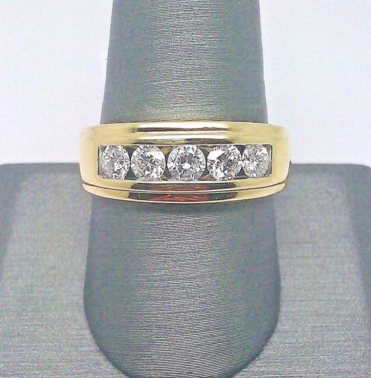 Men 14k Yellow Gold Wedding Band Ring Genuine 1 CT Diamond SIZE 9