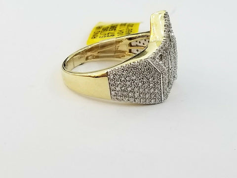 10k Gold Diamond Star Ring for Men Solid Gold Genuine Diamonds Pinkey Band Ring