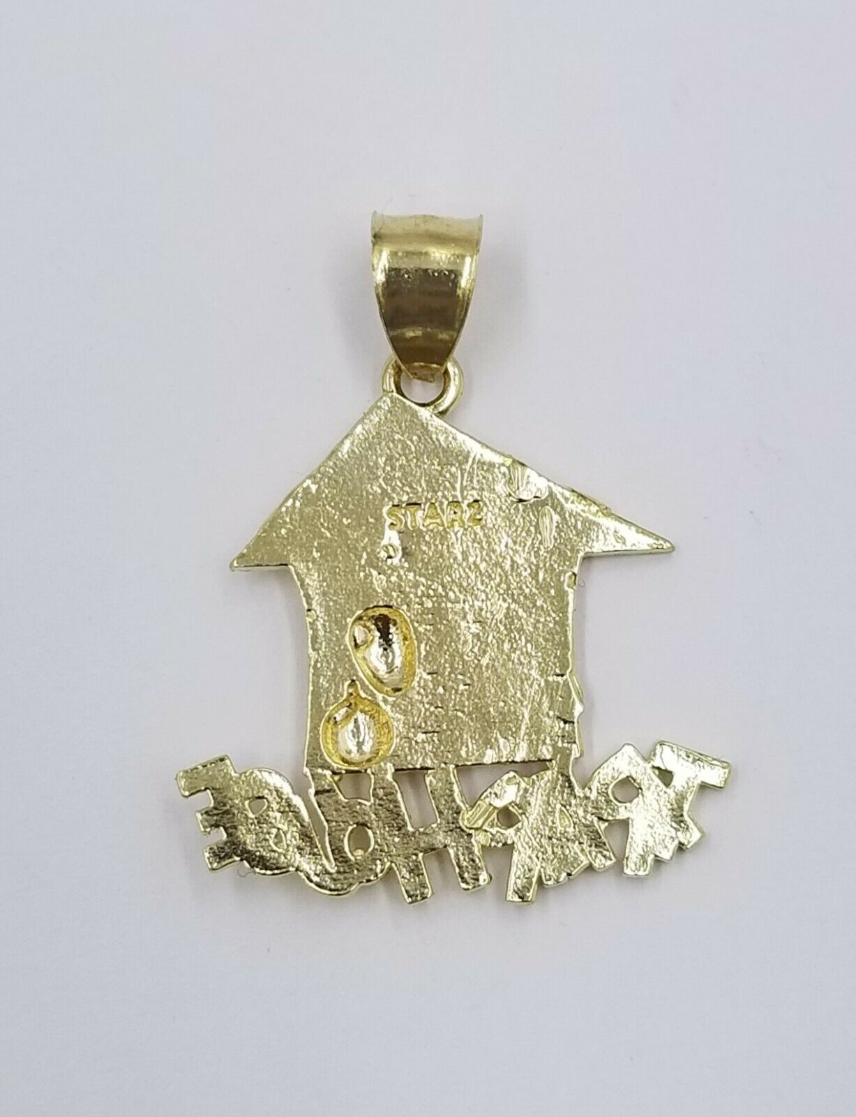 10k Gold Trap House Charm Pendant 2.5mm Rope Chain 18 20 22 24 26 28 Inch