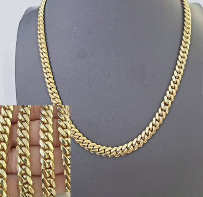 Real SOLID 14k Yellow Gold 9mm Miami Cuban Link Chain Necklace 20" 22" 24" 26"