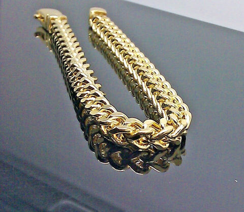 Men 10k Yellow Gold Franco Bracelet 7mm 9" Inch lobster lock cuban rope byzantin