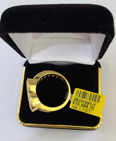 Real 10k Yellow Gold Diamonds Mens Ring Natural Diamond Heart Shaped Size 10