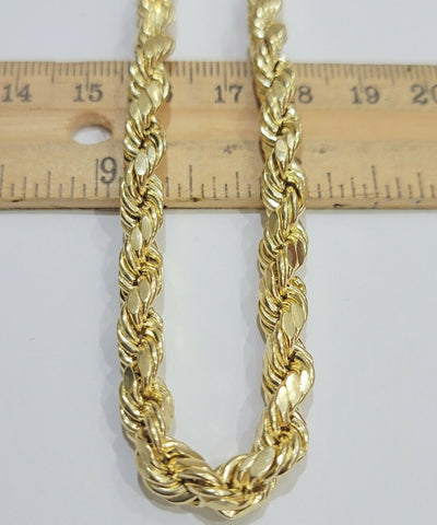 Mens Solid Gold 10k Yellow Gold Necklace Chain Diamond Cuts 7 mm 30" 100% pure