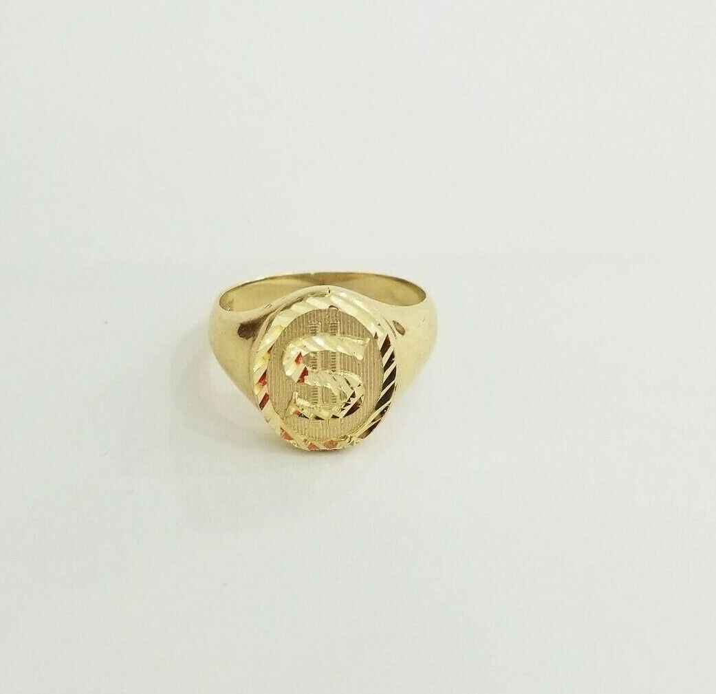 Real 10k yellow Gold dollar sign $ Ring Sizable 0val