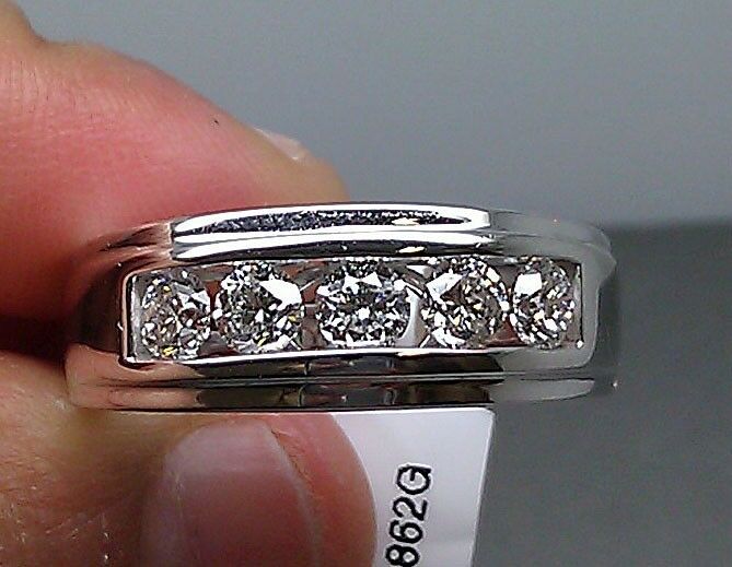 Mens 14k White Gold 1CT Diamond Band Solitaire Ring Wedding Engagement REAL , 10