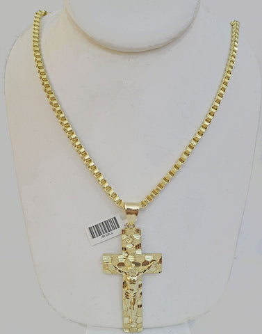 Real 10k Gold Nugget Cross Charm 10kt