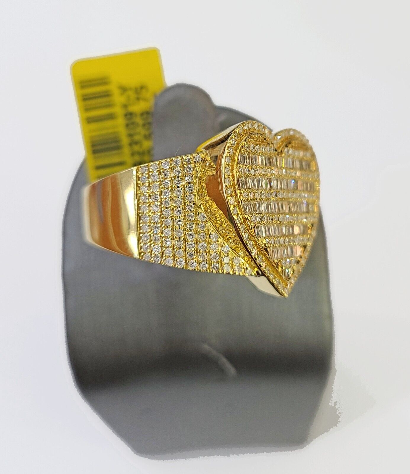 Real 10k Yellow Gold Diamonds Mens Ring Natural Diamond Heart Shaped Size 10