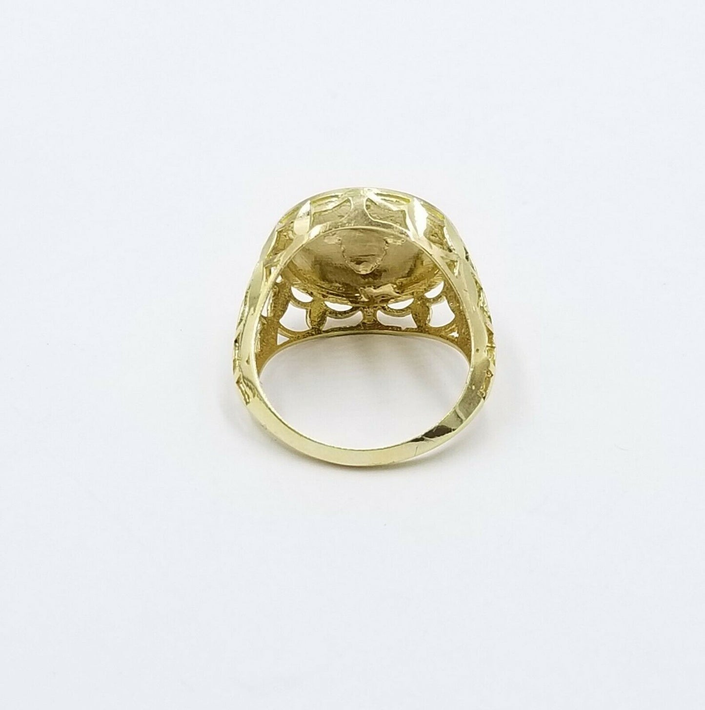 Real 10k Yellow Gold Head Casual Ring Diamond Cut Design Men Pinky Women