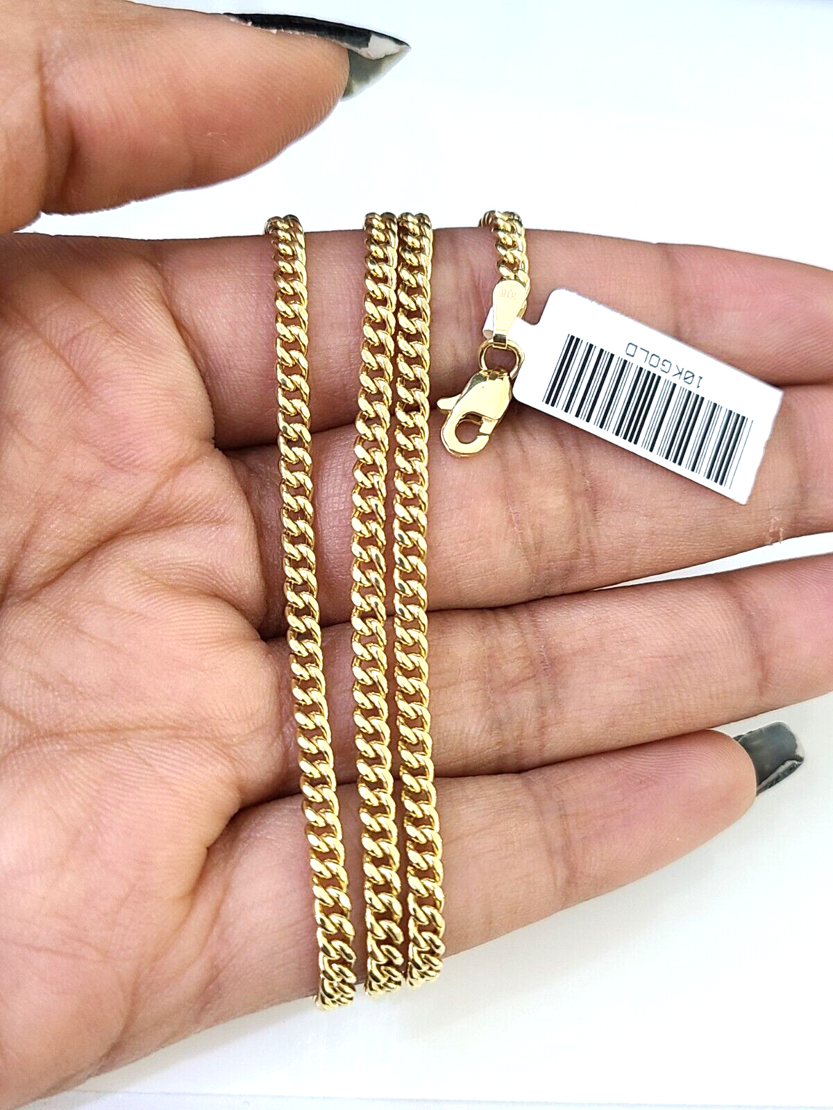 10k Gold Miami Cuban Chain & Round Charm \ Pendent SET 3mm 20 Inches Necklace