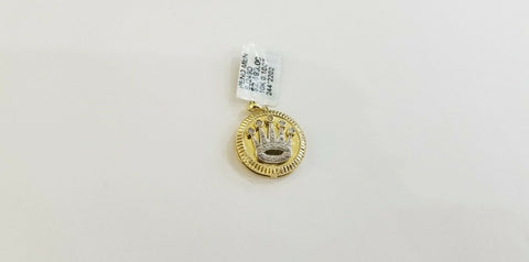 Real 10k Gold Genuine 0.10 CT Diamond charm, crown design diamond pendant