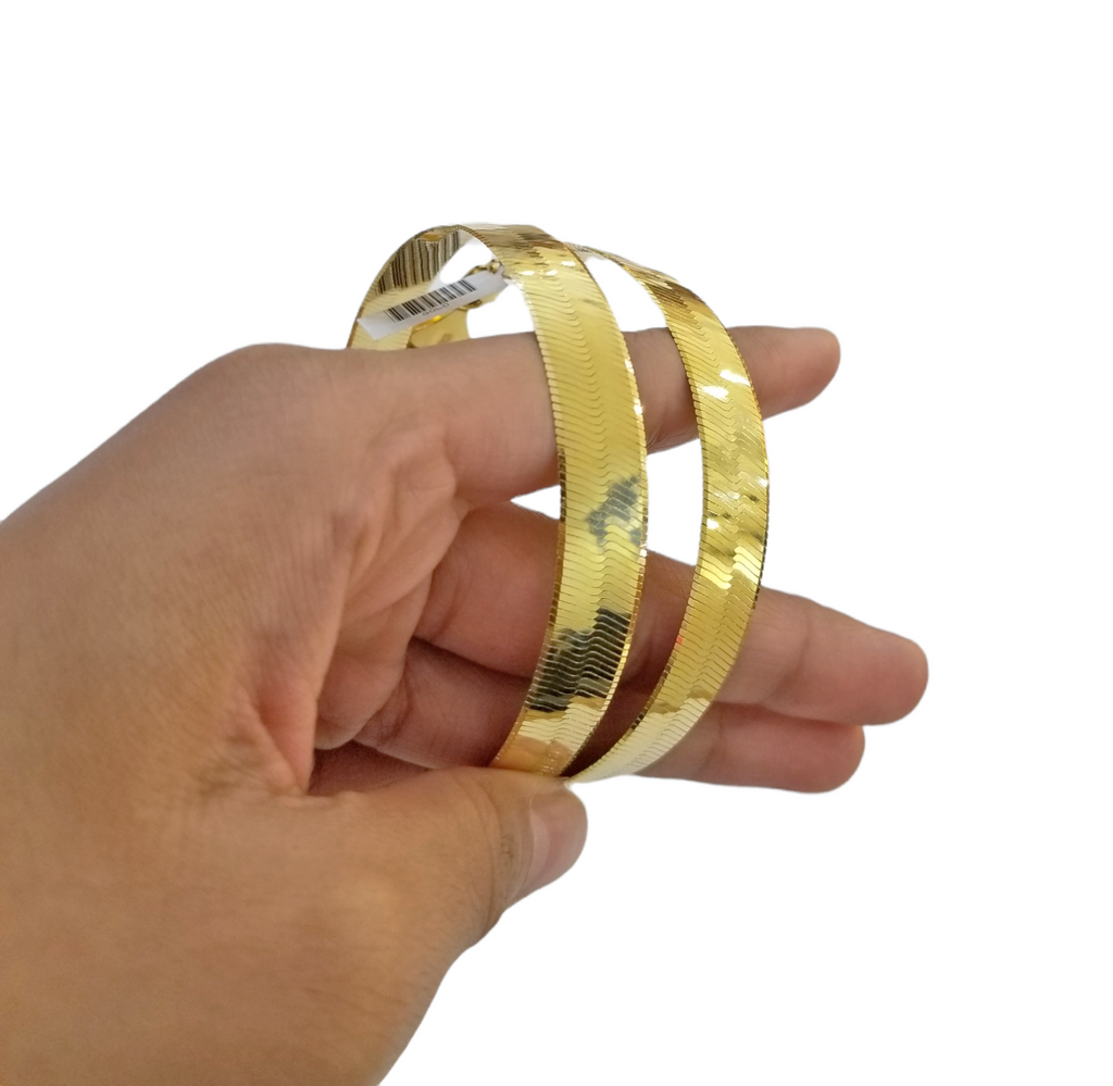 Real 10K Yellow Gold Herringbone 11mm Necklace Chain 22