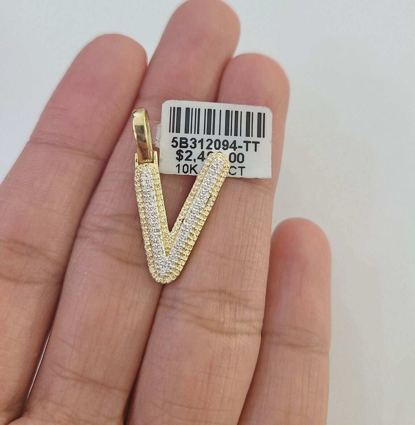 10k Real Yellow Gold Genuine Diamond Initial A-Z Alphabet Charm Pendent