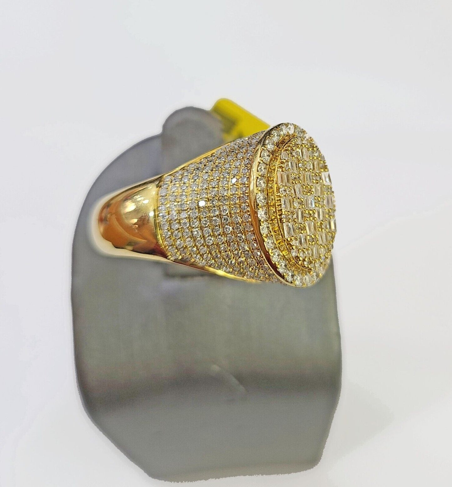 Real 10k Yellow Gold Diamonds Mens Ring Natural Diamond Oval Shaped Size 10