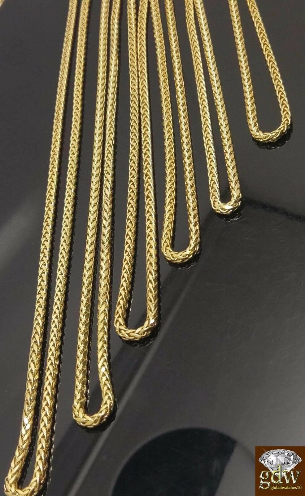 10k Yellow Gold 3mm Palm Chain Necklace 18"-30" Inch Mens ladies REAL 10KT GOLD