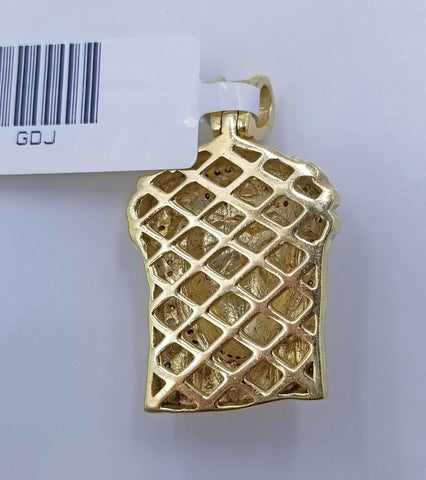 Real 10K Yellow Gold Jesus Head Charm Pendant Genuine Diamond