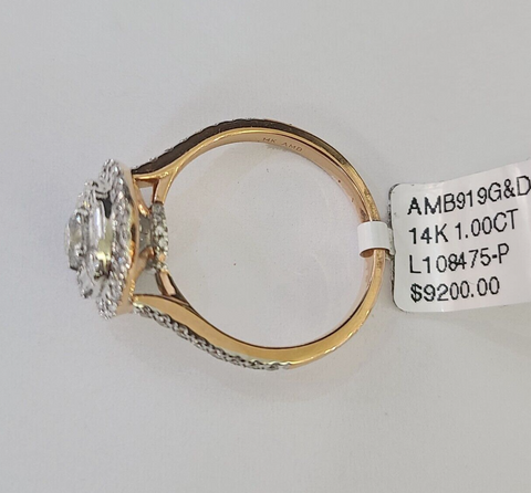 REAL 14k Rose Gold Diamond Ladies Ring Circular Shaped Women Engagement Wedding