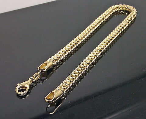 Real 10k Yellow Gold Franco Ladies Women Bracelet 8" Inch 3.5mm Rope Cuban Gift