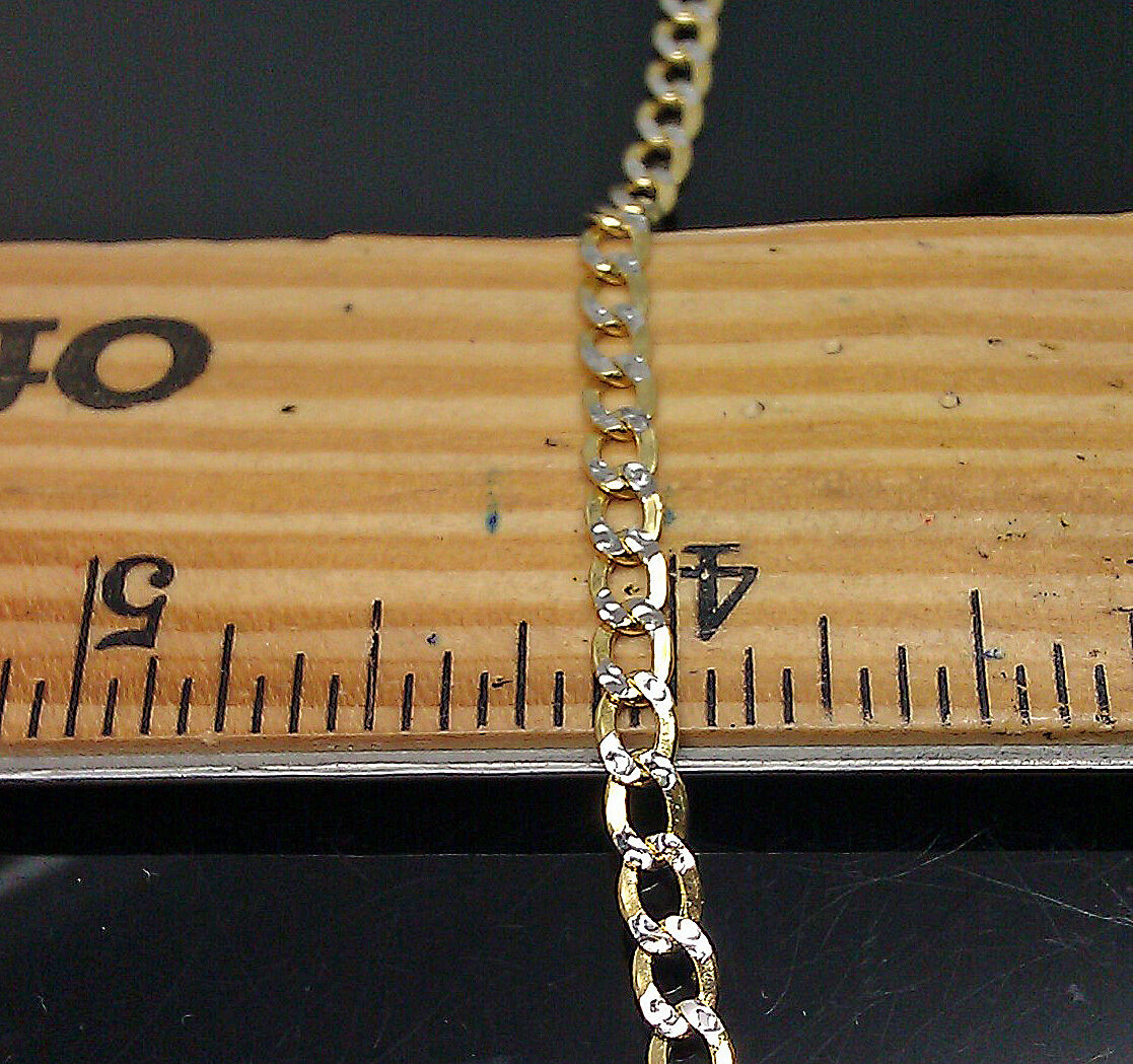 Real 10k Yellow Gold Link Chain With Diamond Cuts 4mm 24 Inches Men's Ladies N