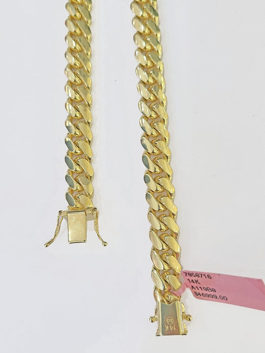 14k Gold 8mm Miami Cuban Link Chain 22" Necklace Solid Yellow Gold Link