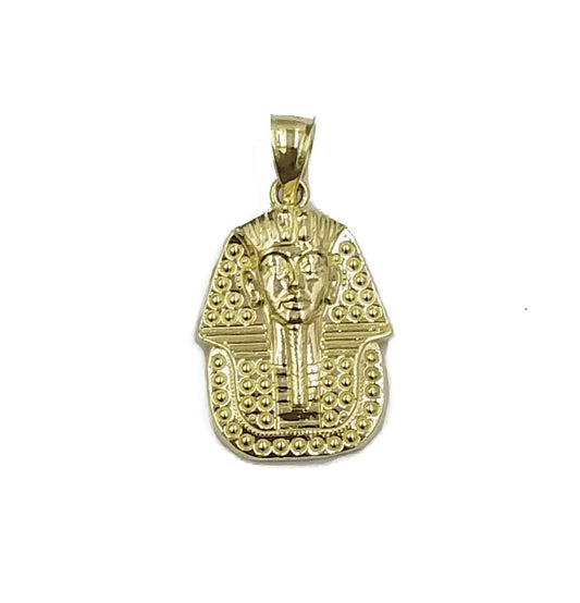 10k Egyptian King Yellow Gold Pharaoh Charm Mens Diamond Cut Design Pendant Real