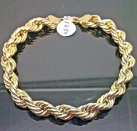 Real 10K Yellow Gold Rope Bracelet 8mm 8 " Long
