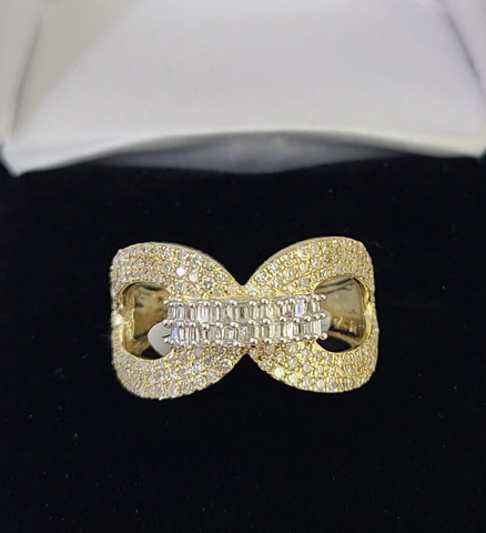 Real 10k Yellow Gold Diamond Ladies Ring Women Casual Engagement Wedding