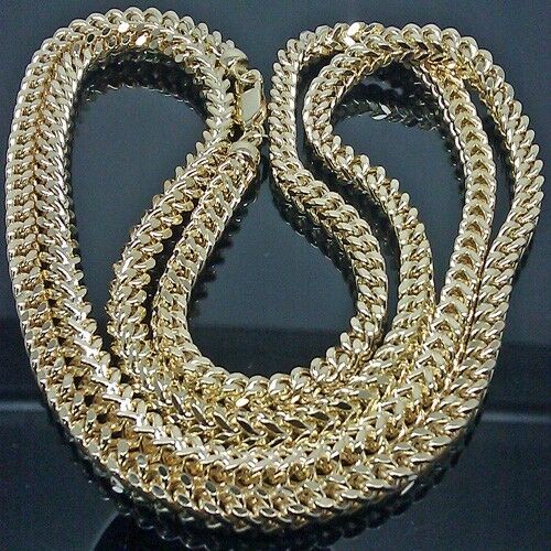 Real 10K Yellow Gold Thick Franco Chain Necklace 5mm Width 24" Inch