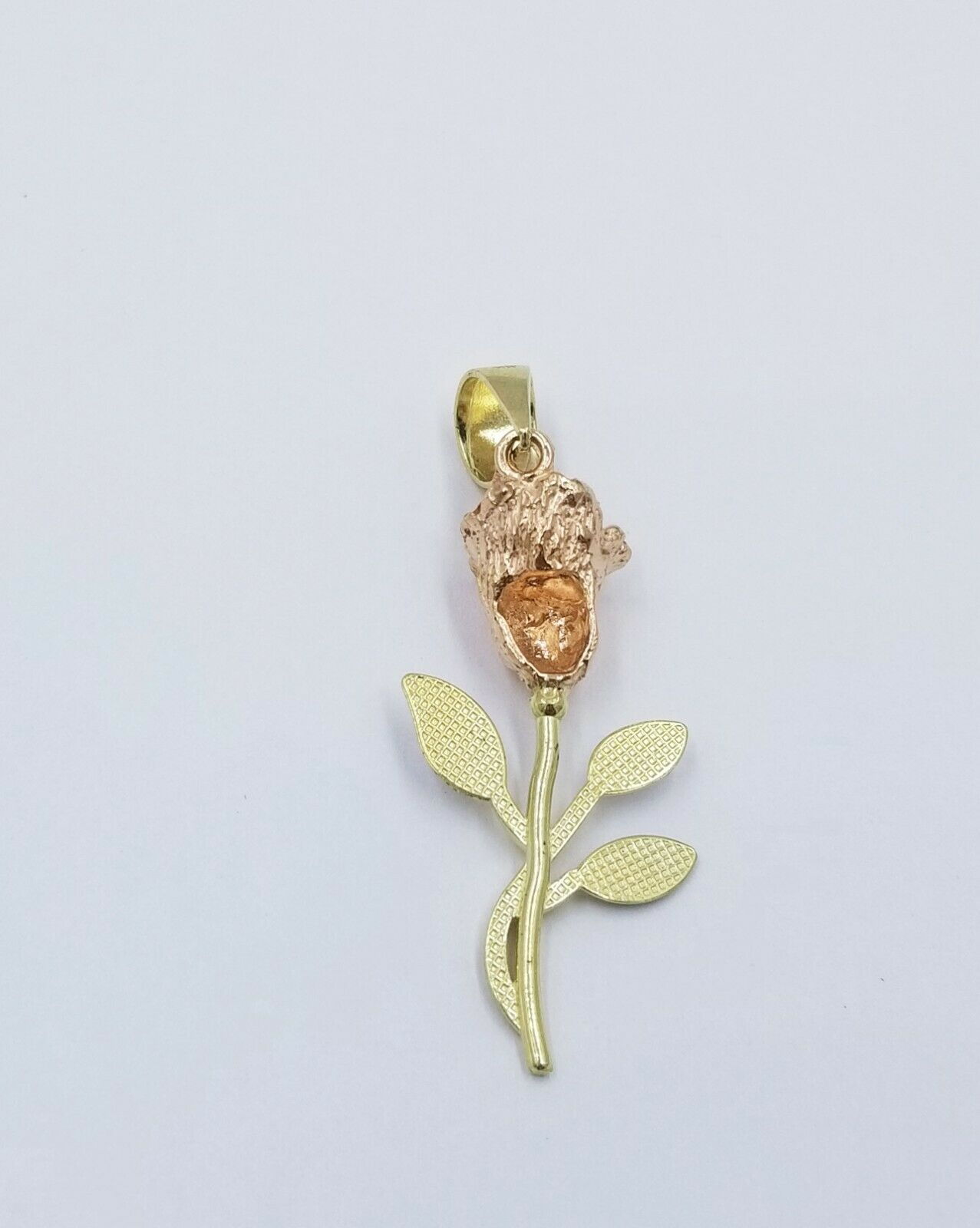 Solid 10k Yellow Gold Rose Flower Charm Floral Pendant Diamond Cut Women Real