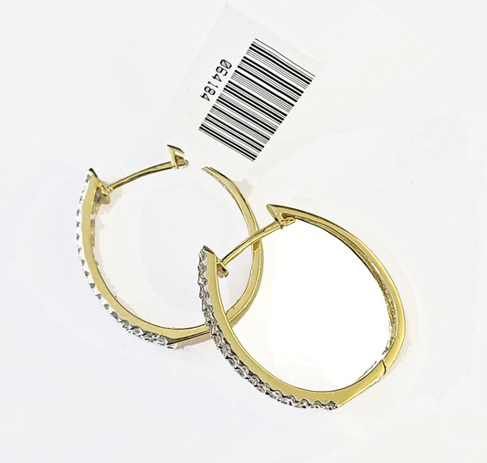 10k Yellow gold Hoops Earring with Real 1.00CT diamond , Women Hoops