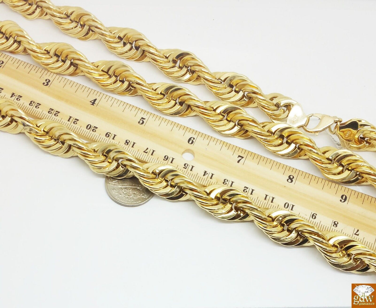 10k Real Gold Rope Chain Necklace 22 Inch 15mm Men Thick Brand NEW