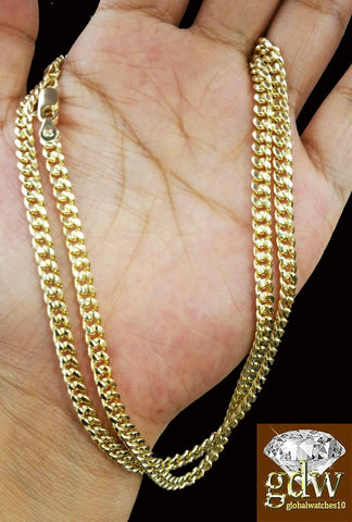10k Yellow Gold 5mm Miami Cuban Chain Necklace 20 22 24 26 28 inch 10K Gold