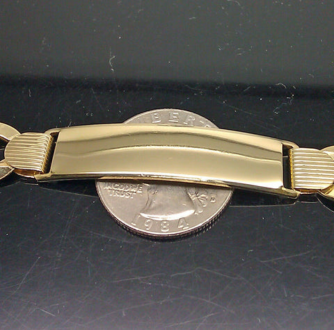 10K Yellow Gold Men's ID Link Bracelet 1.75"X0.4" Plate 9"