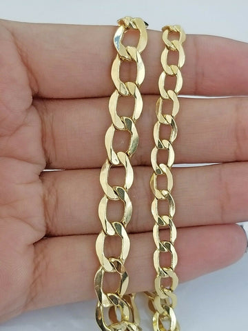 14k Gold Cuban Curve Link Chain Necklace Lobster Clasp Men Women Real