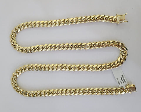 Real SOLID 14k Yellow Gold 9mm Miami Cuban Link Chain Necklace 20" 22" 24" 26"