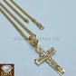 10k Yellow Gold Jesus Cross Charm Pendant 26" Miami Cuban Chain Necklace