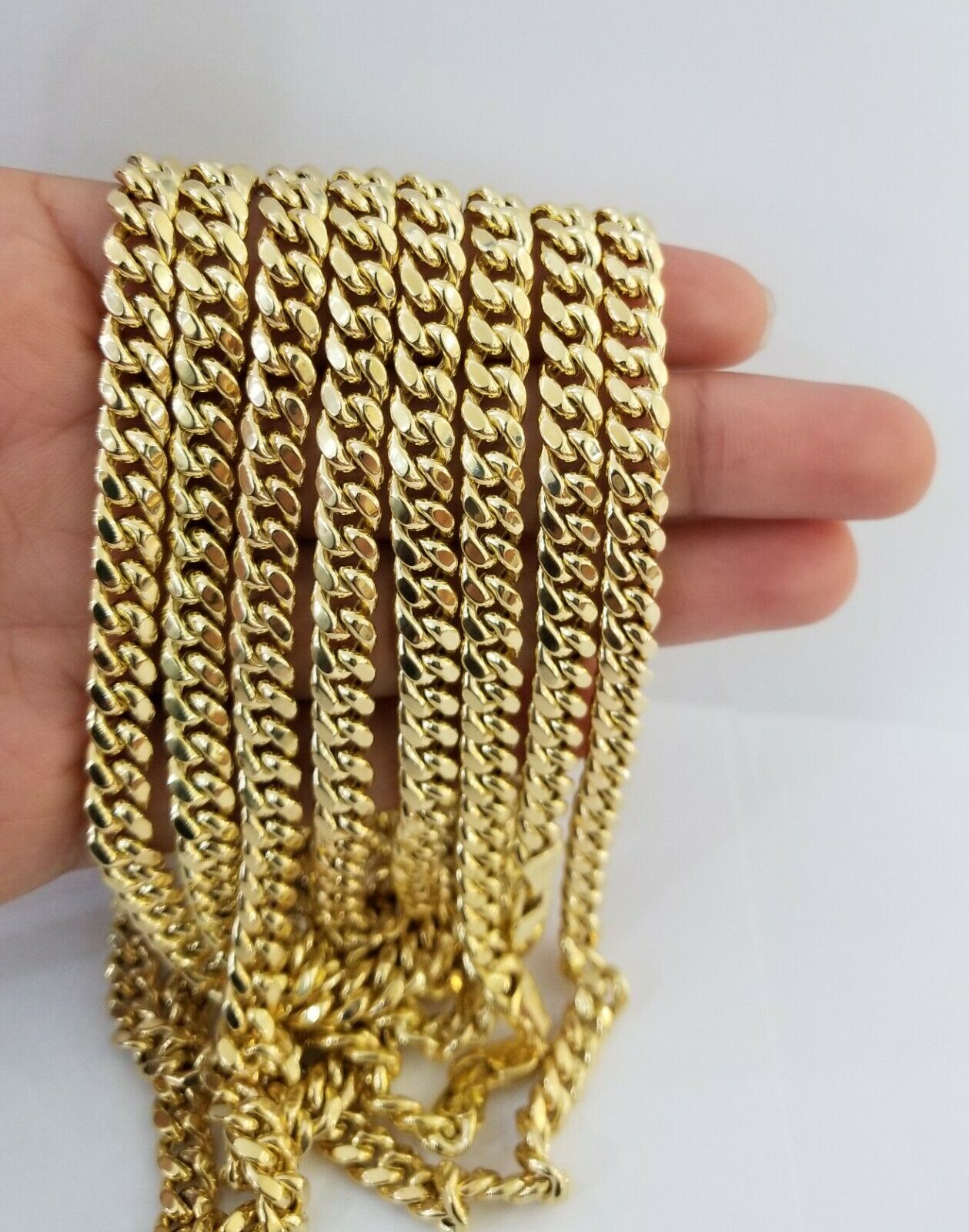 Real 10k Gold Miami Cuban Chain 7mm 20" Necklace,10kt Yellow Gold Lobster Lock